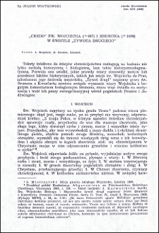 "Credo" św. Wojciecha (†997) i Brunona (†1009) w świetle "Żywota drugiego"