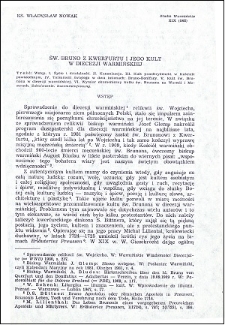 Św. Brunon z Kwerfurtu i jego kult w diecezji warmińskiej