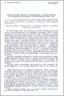 Dzieje walki diecezji warmińskiej o niezależność od synodów metropolii gnieźnieńskiej 1563-1728
