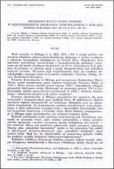 Przedmiot kultu Matki Boskiej w rękopiśmiennym brewiarzu dominikańskim z Elbląga : (Muzeum Elbląskie Rkp nr 132 z XIII-XV w.)