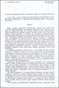 Prawno-organizacyjne aspekty misji w średniowieczu