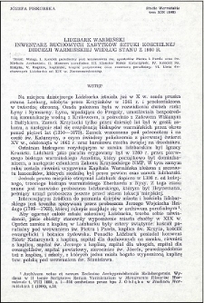 Lidzbark Warmiński : inwentarz ruchomych zabytków sztuki kościelnej diecezji warmińskiej według stanu z 1980 r.