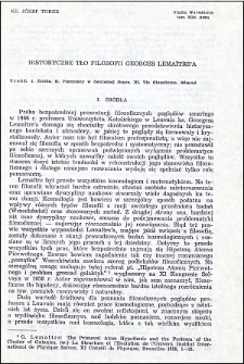 Historyczne tło filozofii Georges Lemaitre'a