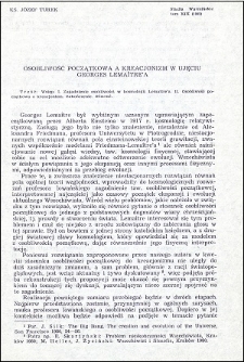 Osobliwość początkowa a kreacjonizm w ujęciu Georges Lemaitre'a