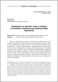 Kształcenie na kierunku nauki o rodzinie w kontekście współczesnej polskiej polityki społecznej