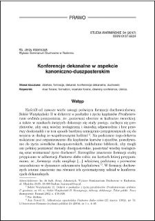 Konferencje dekanalne w aspekcie kanoniczno-duszpasterskim