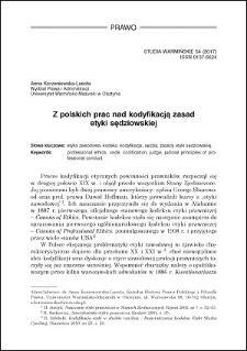Z polskich prac nad kodyfikacją zasad etyki sędziowskiej