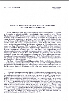 Biogram naukowy Księdza Biskupa Profesora Juliana Wojtkowskiego