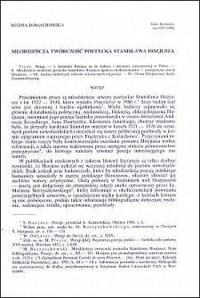 Młodzieńcza twórczość poetycka Stanisława Hozjusza