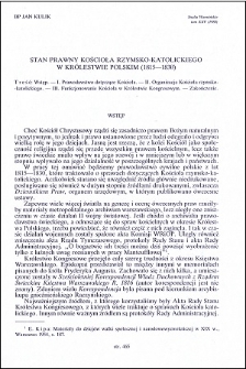 Stan prawny Kościoła rzymsko-katolickiego w Królestwie Polskim (1815-1830)