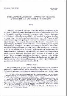 Dzieła Marcina Kromera i Stanisława Hozjusza w bibliotekach szwedzkich : rekonesans