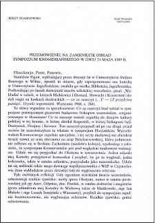 Przemówienie na zamknięcie obrad Sympozjum Kromeriańskiego w dniu 24 maja 1989 r.
