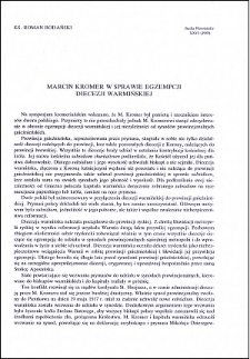 Marcin Kromer w sprawie egzempcji Diecezji Warmińskiej