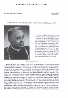 In memoriam ks. Profesora Stanisława Zdanowicza (1906-1978)
