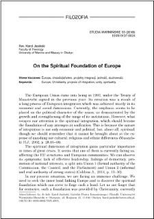 On the spiritual foundation on Europe