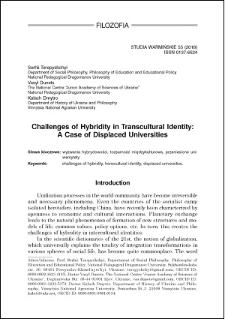 Challenges of hybridity in transcultural identity : a case of displaced universities