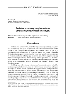 Rodzina podstawą bezpieczeństwa : (analiza wyników badań własnych)