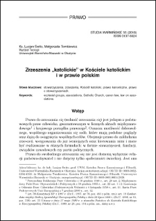 Zrzeszenia "katolickie" w Kościele katolickim i w prawie polskim