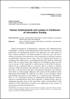 Human achievements and losses in continuum of information society