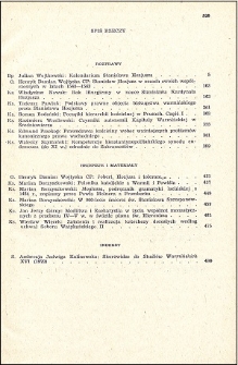 Studia Warmińskie T. 16 (1979) - spis treści