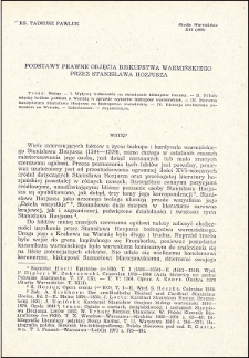 Podstawy prawne objęcia biskupstwa warmińskiego przez Stanisława Hozjusza