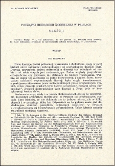 Początki hierarchii kościelnej w Prusach : część I