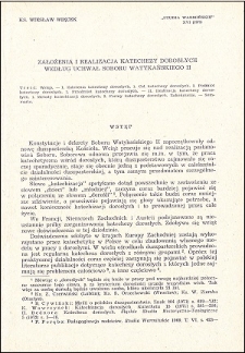 Założenia i realizacja katechezy dorosłych według uchwał Soboru Watykańskiego II