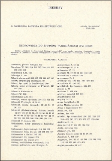Skorowidze do "Studiów Warmińskich" 16 (1979)