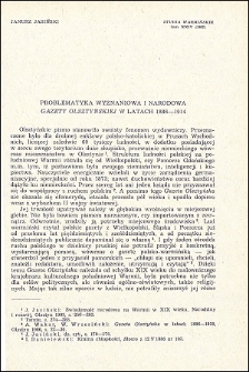 Problematyka wyznaniowa i narodowa "Gazety Olsztyńskiej" w latach 1886-1914
