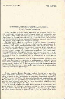 Dynamika moralna wnętrza człowieka : (z etosu Nowego Testamentu)