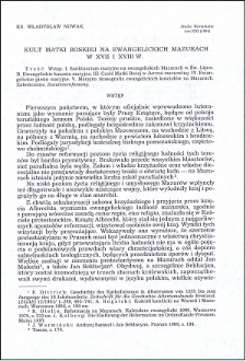 Kult Matki Boskiej na ewangelickich Mazurach w XVII i XVIII w.