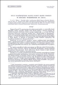 Kult Najświętszej Maryi Panny Matki Pokoju w Stoczku Warmińskim do 1920 r.