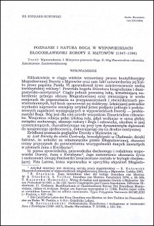 Poznanie i natura Boga w wypowiedziach błogosławionej Doroty z Mątowów (1347-1394)