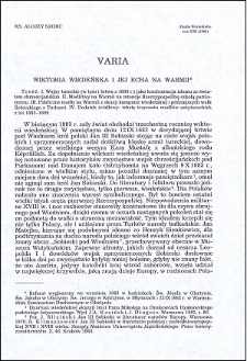 Wiktoria wiedeńska i jej echa na Warmii