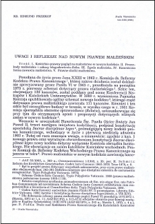 Uwagi i refleksje nad nowym prawem małżeńskim