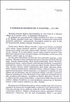 X Sympozjum Ekumeniczne w Olsztynie - 23 I 1992