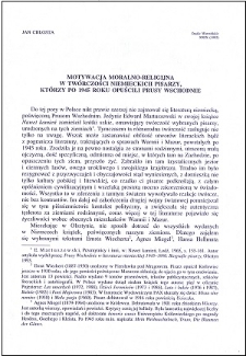 Motywacja moralno-religijna w twórczości niemieckich pisarzy, którzy po 1945 roku opuścili Prusy Wschodnie