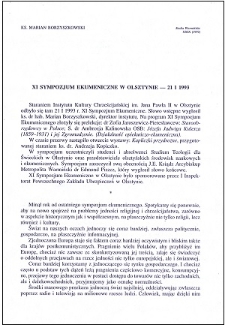 XI Sympozjum Ekumeniczne w Olsztynie - 21 I 1993