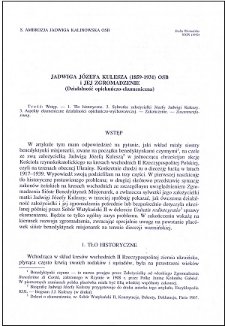 Jadwiga Józefa Kulesza (1859-1931) OSB i jej Zgromadzenie : (działalność opiekuńczo-ekumeniczna)