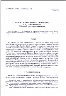 Jadwiga Józefa Kulesza (1859-1931) OSB i jej Zgromadzenie : (działalność opiekuńczo-ekumeniczna)