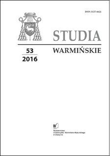 Studia Warmińskie T. 53 (2016) - cały numer