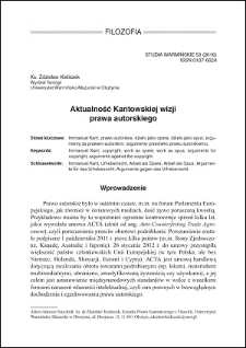 Aktualność Kantowskiej wizji prawa autorskiego