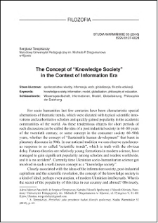 The concept of "knowledge society" in the context of information era