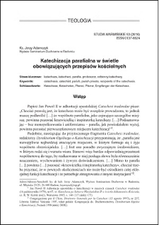 Katechizacja parafialna w świetle obowiązujących przepisów kościelnych