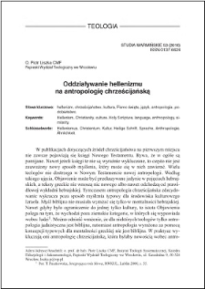 Oddziaływanie hellenizmu na antropologię chrześcijańską