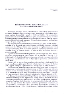 Piśmiennictwo na temat kolegiaty i parafii dobromiejskiej