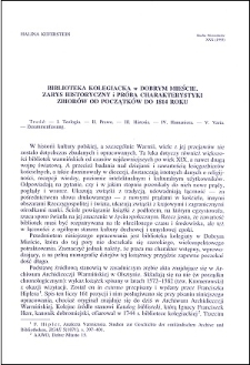 Biblioteka kolegiacka w Dobrym Mieście : zarys historyczny i próba charakterystyki zbiorów od początków do 1814 roku