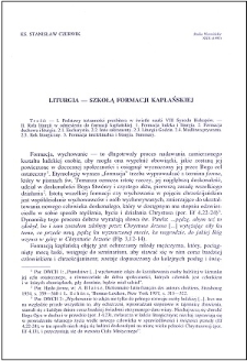 Liturgia - szkołą formacji kapłańskiej