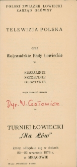 Zaproszenie na turniej łowiecki 1973
