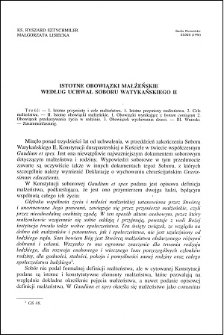 Istotne obowiązki małżeńskie według uchwał Soboru Watykańskiego II